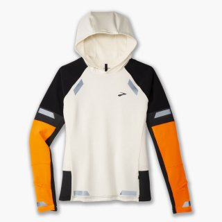 Brooks Run Visible Thermal Hoodie 2.0 - Ecru/Fluoro Flash/Schwarz