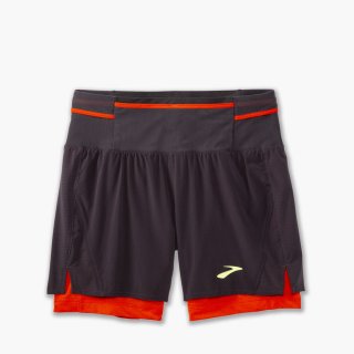 Brooks High Point 5" 2-in-1 Short 2.0 - Phantomgrau/Kirschtomate
