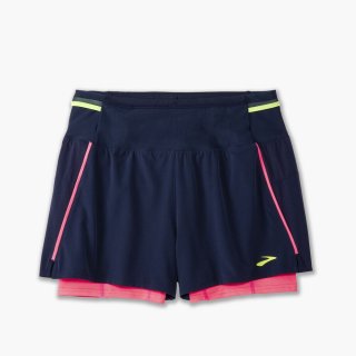 Brooks High Point 3" 2-in-1 Short 2.0 - Marineblau/Neopink