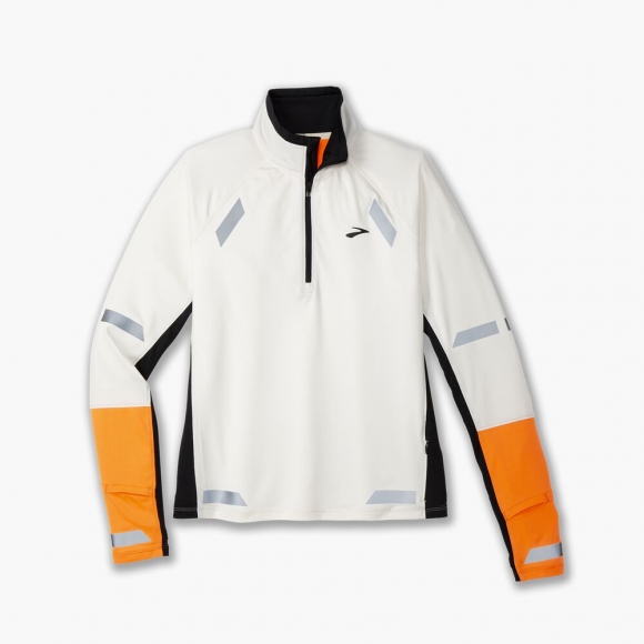 Brooks Run Visible 1/2 Zip 2.0 - Ecru/Fluoro Flash/Schwarz