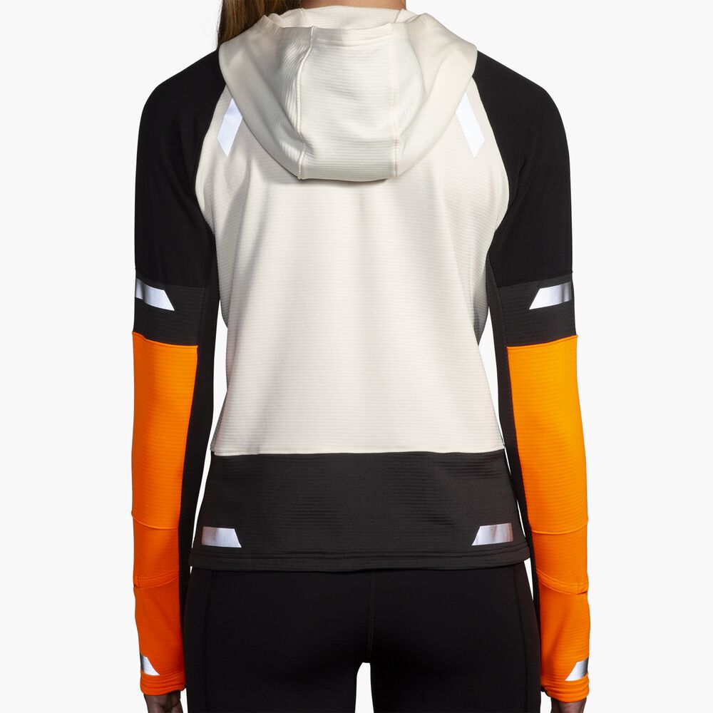 Brooks Run Visible Thermal Hoodie 2.0 - Ecru/Fluoro Flash/Schwarz