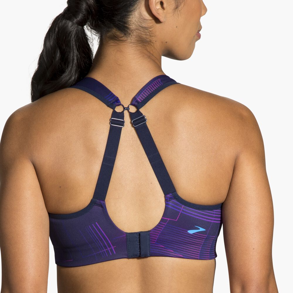 Brooks Convertible Sports Bra - Matrix Navy Print