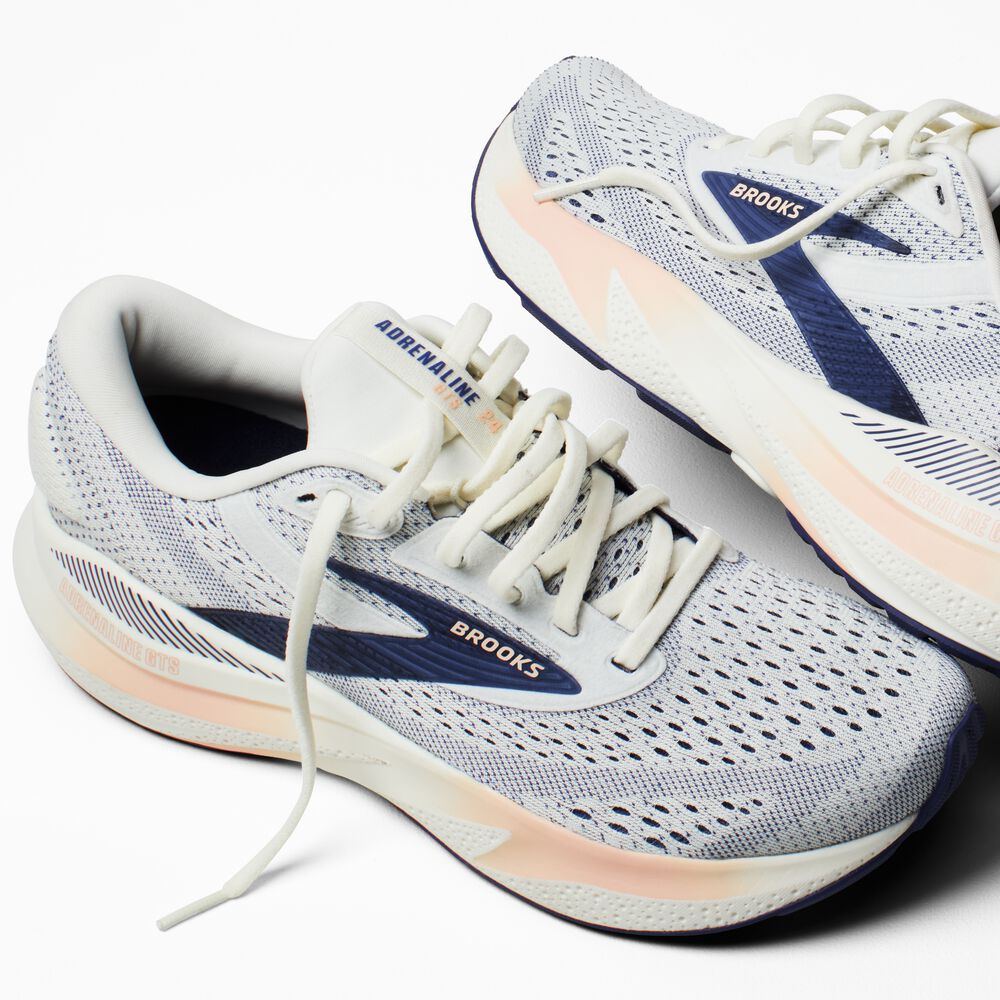 Brooks Adrenaline GTS 24 - Grau/Blaues Band/Pfirsich