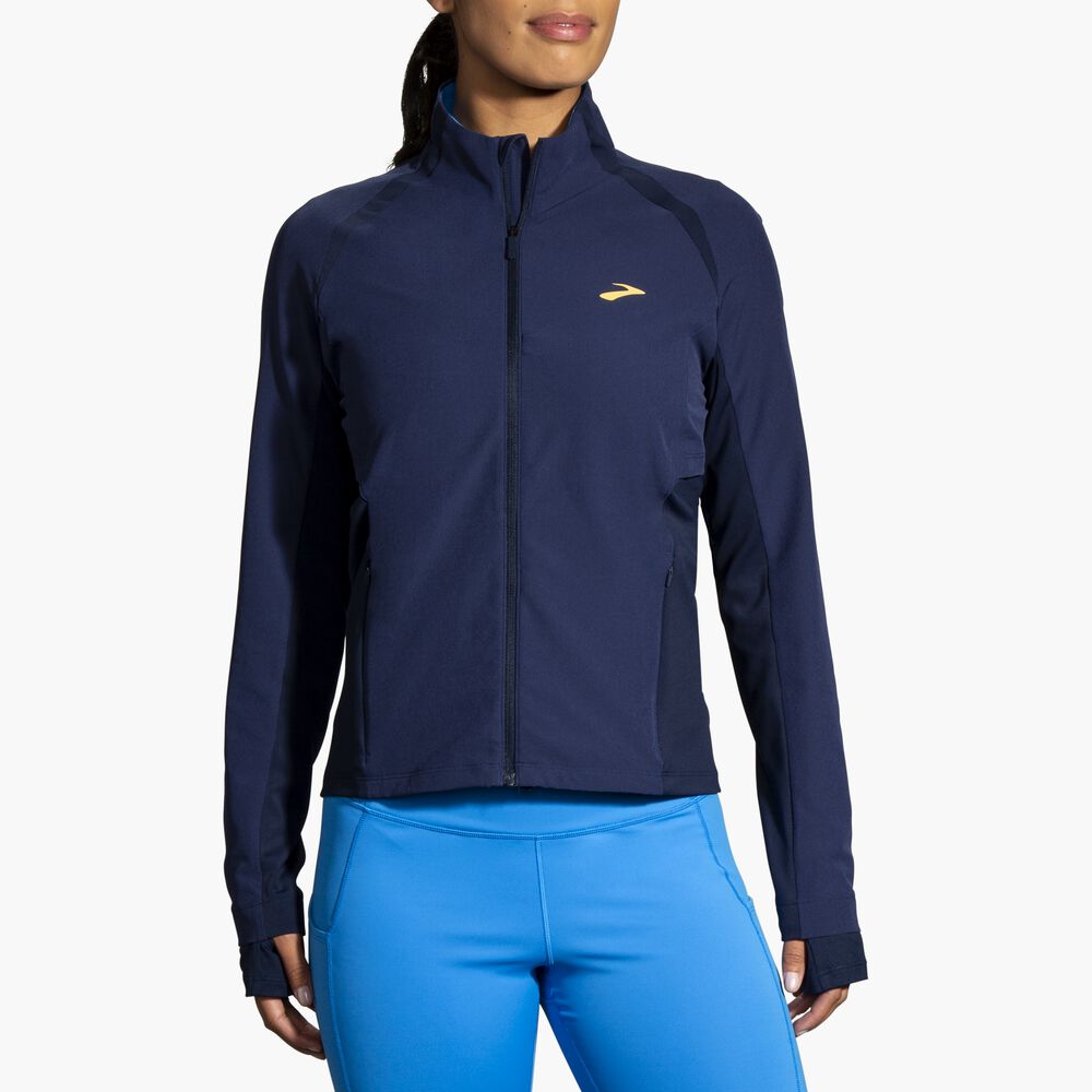 Brooks Fusion Hybrid Jacket - Marineblau/Blauer Blitz