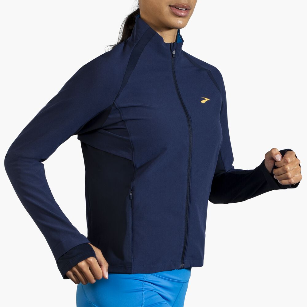Brooks Fusion Hybrid Jacket - Marineblau/Blauer Blitz