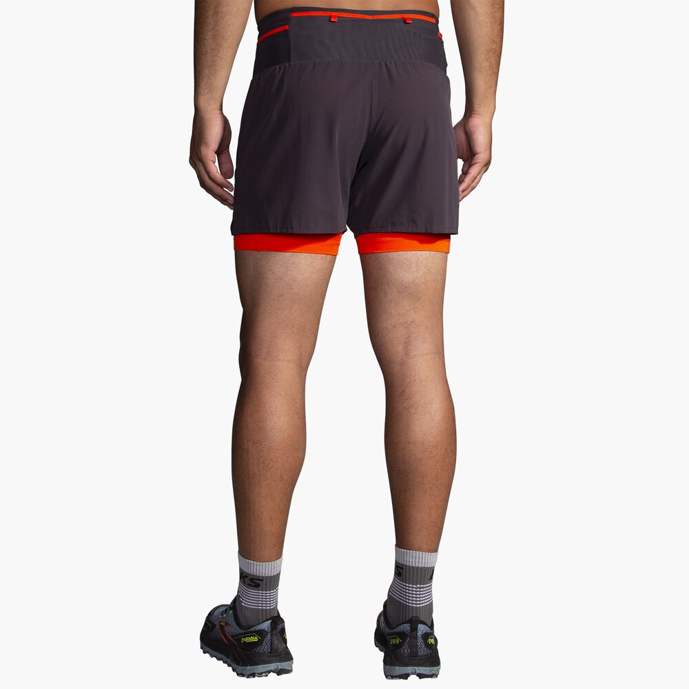 Brooks High Point 5" 2-in-1 Short 2.0 - Phantomgrau/Kirschtomate