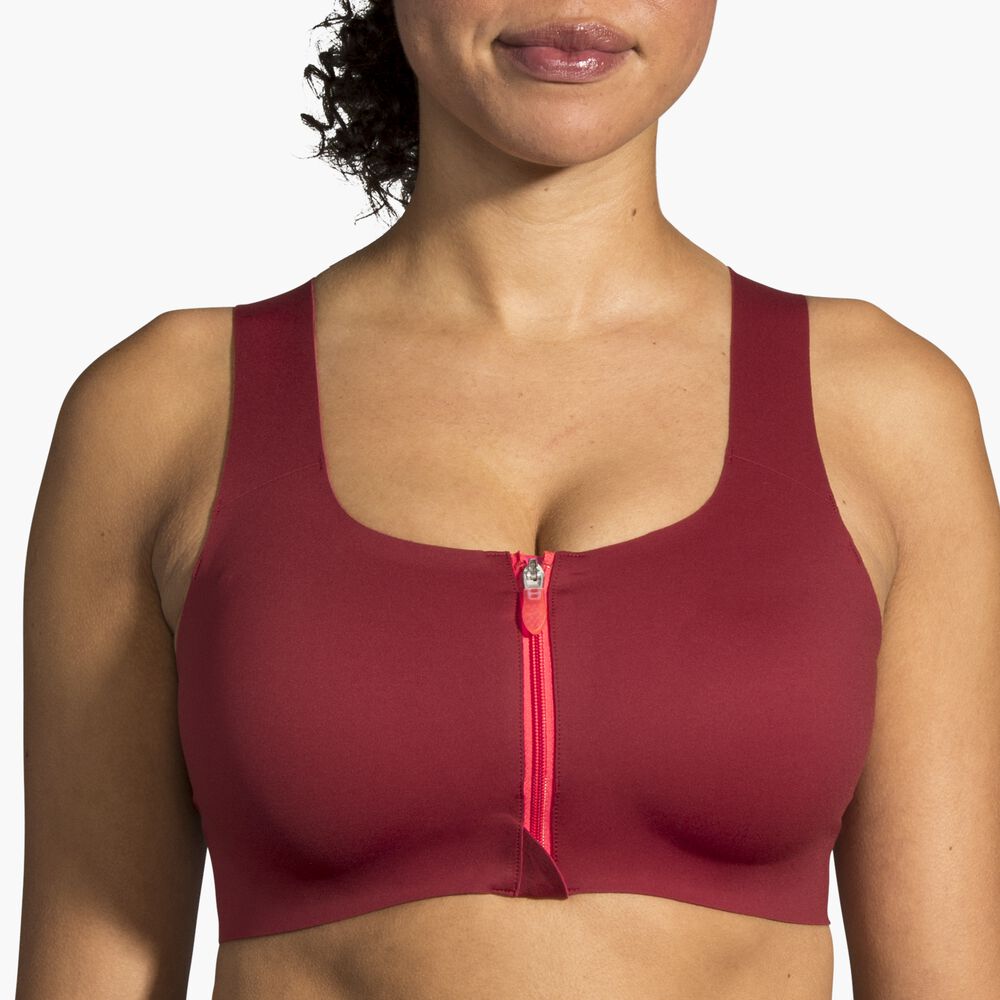 Brooks Dare Zip Run Bra - Beet
