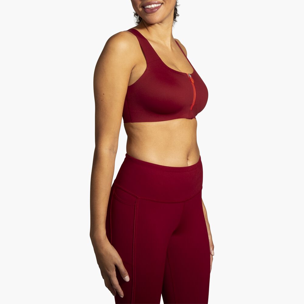 Brooks Dare Zip Run Bra - Beet