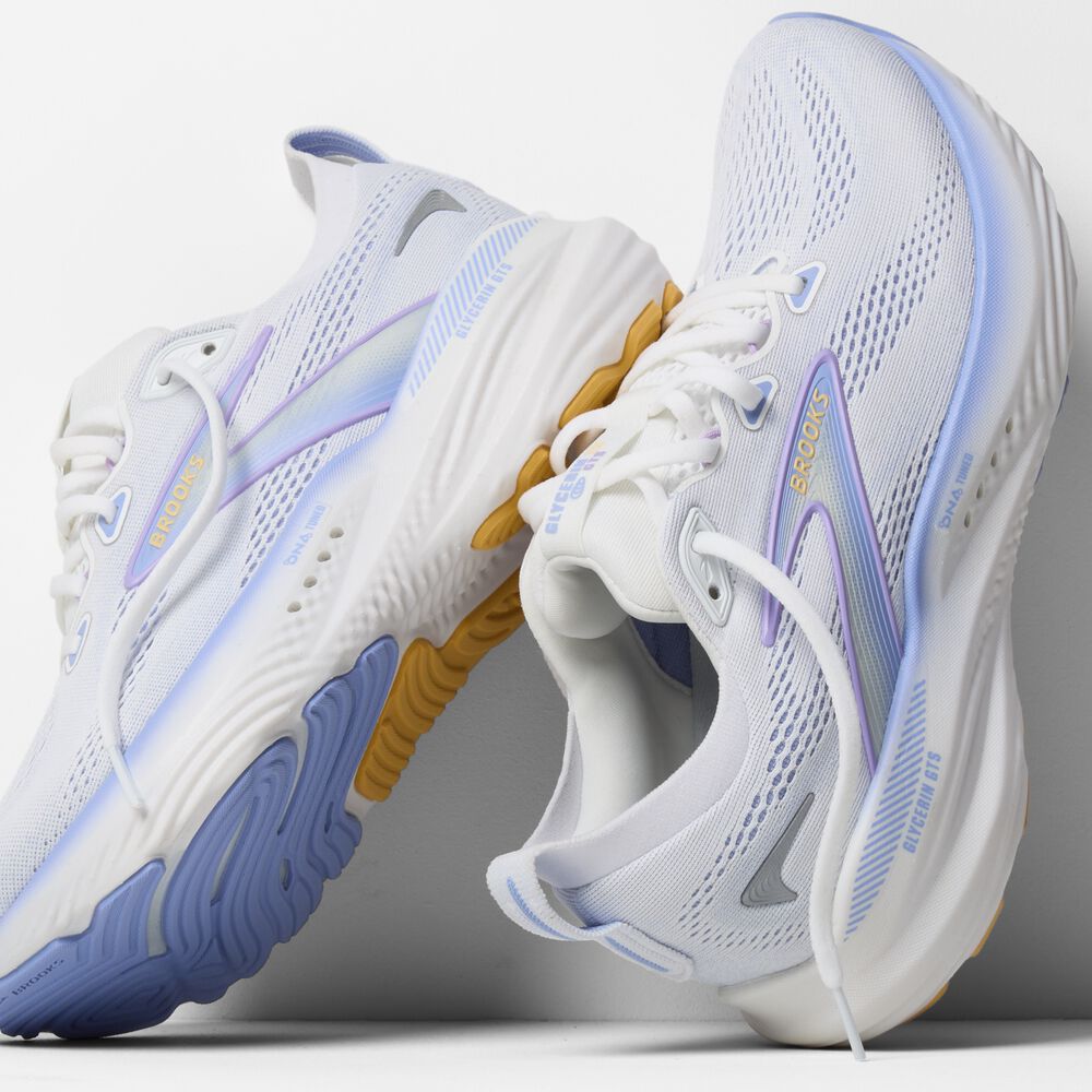 Brooks Glycerin GTS 22 - Weiß/Blaureiher/Aprikose