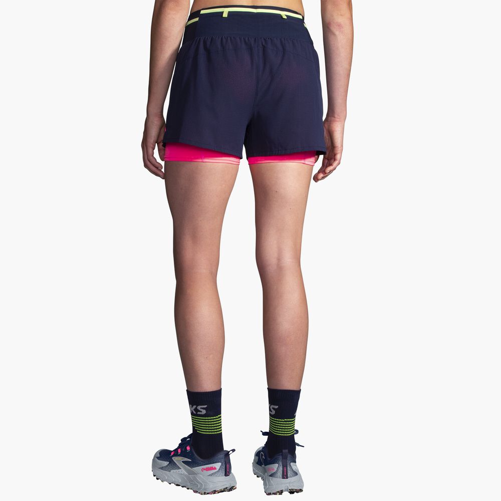 Brooks High Point 3" 2-in-1 Short 2.0 - Marineblau/Neopink