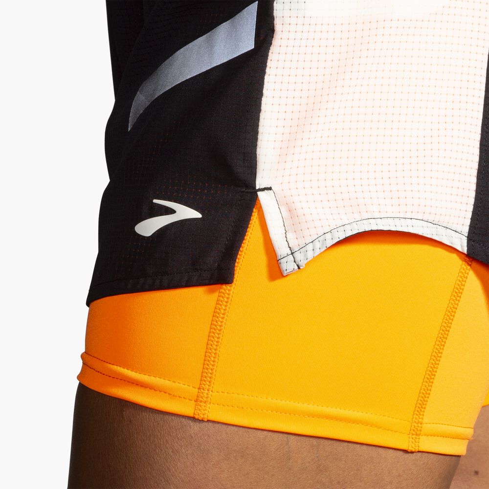 Brooks Run Visible 4" 2in1 Short 2.0 - Schwarz/Ecru/Fluoro Flash