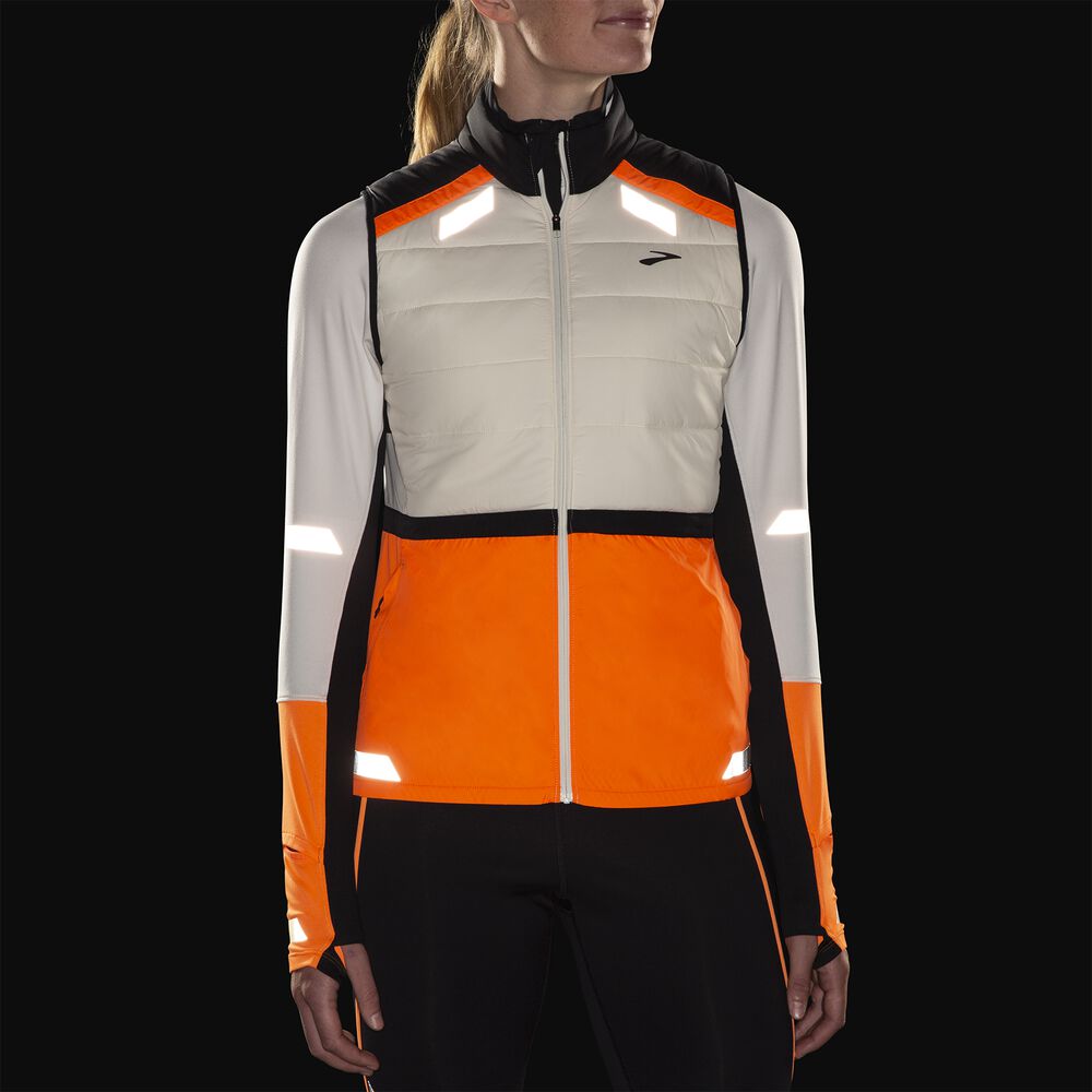 Brooks Run Visible Insulated Vest 2.0 - Ecru/Fluoro Flash/Schwarz