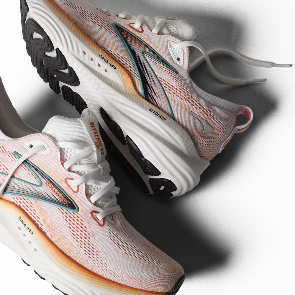 Brooks Glycerin 22 - Weiß/Orange/Grün Blau Schiefer