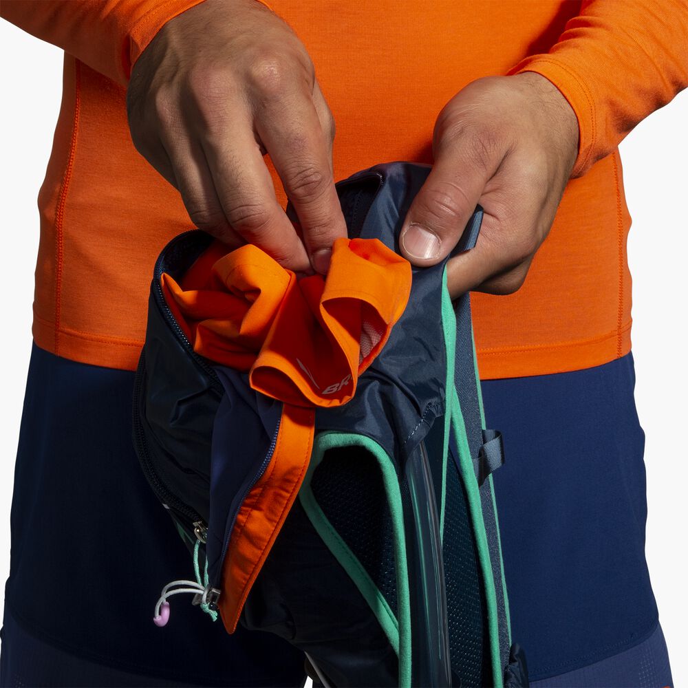 Brooks High Point Waterproof Jacket - Ägäis/Leuchtorange/Hellschiefer