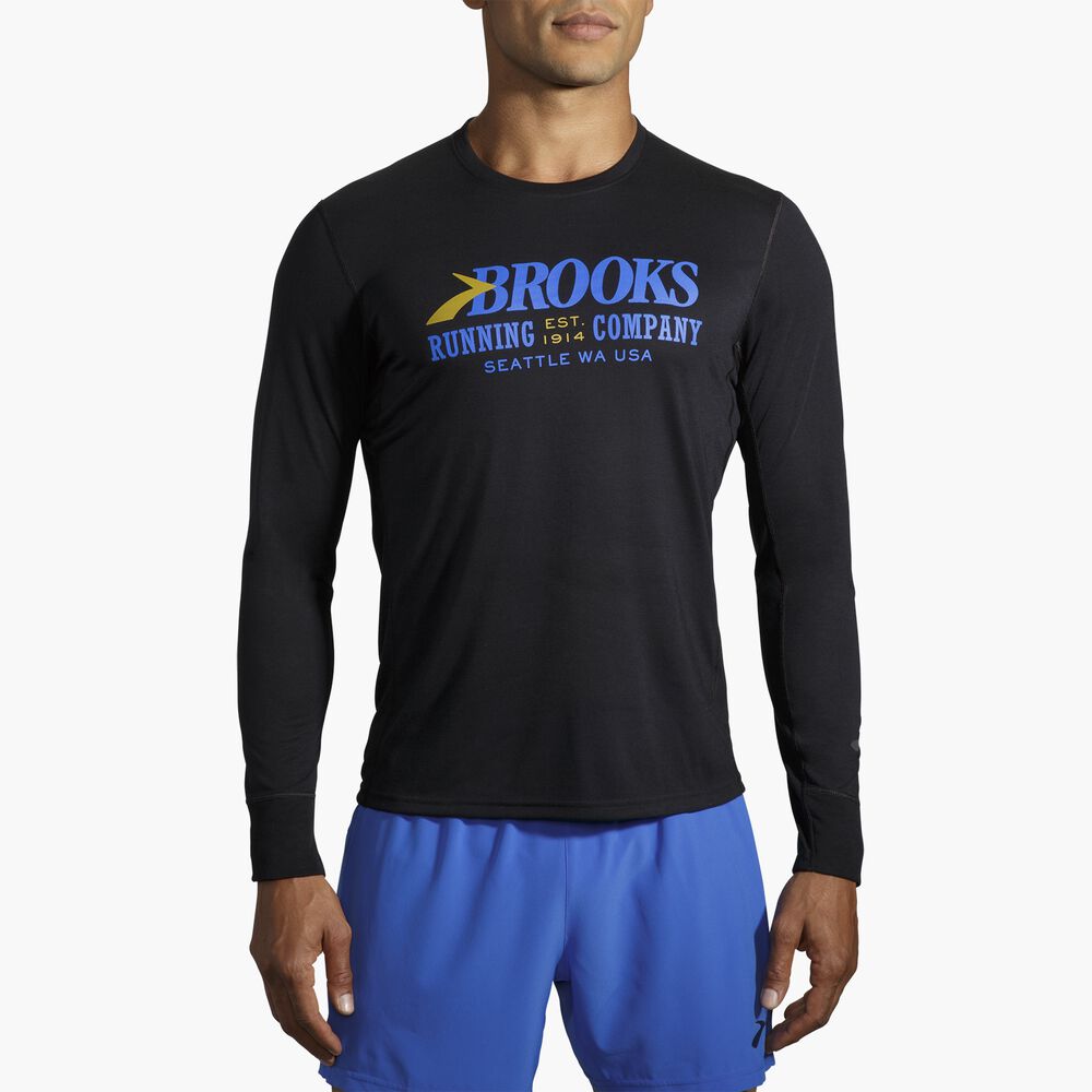 Brooks Distance Graphic Long Sleeve - Schwarz/Heritage