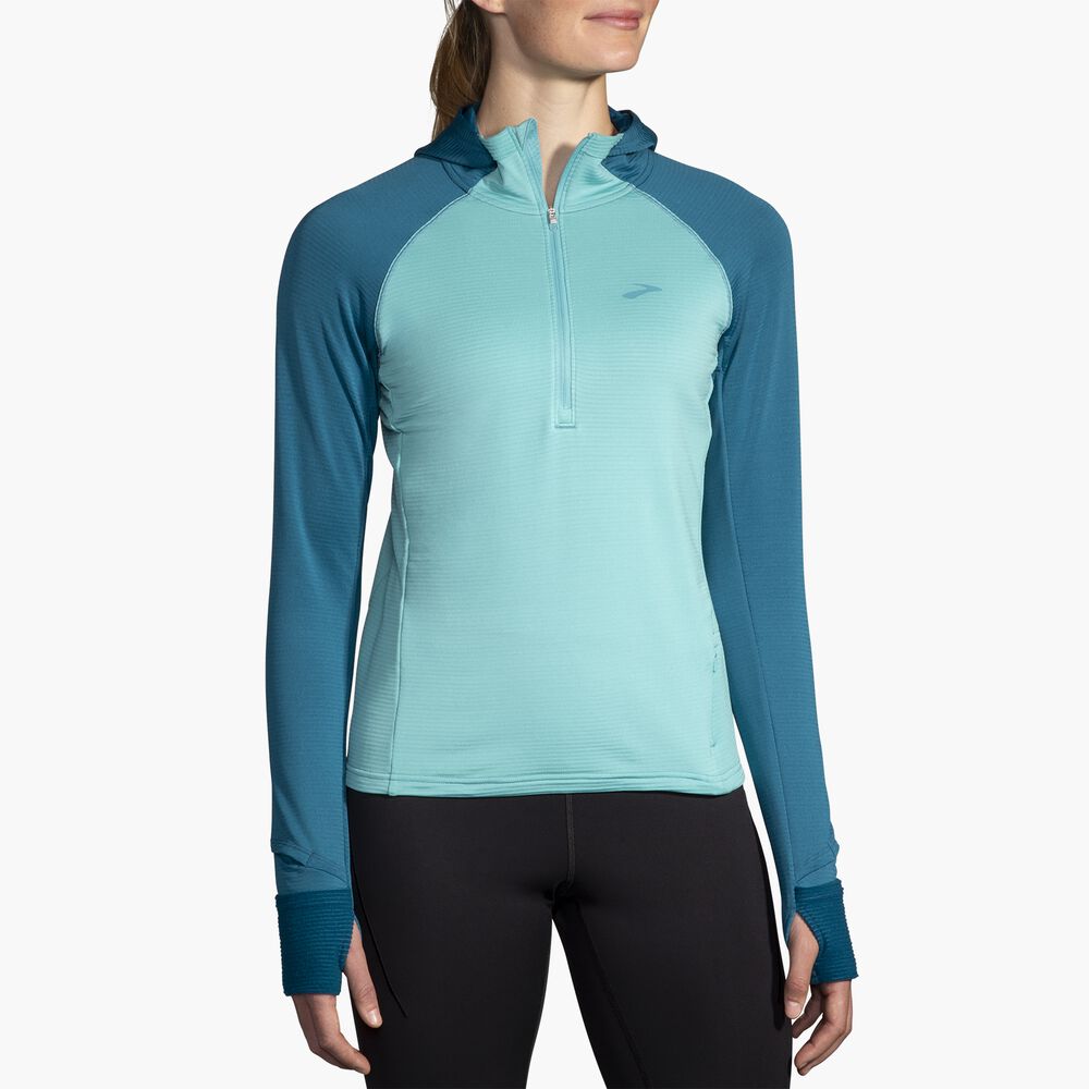Brooks Notch Thermal Hoodie 2.0 - Aqua/Marokkanisches Blau