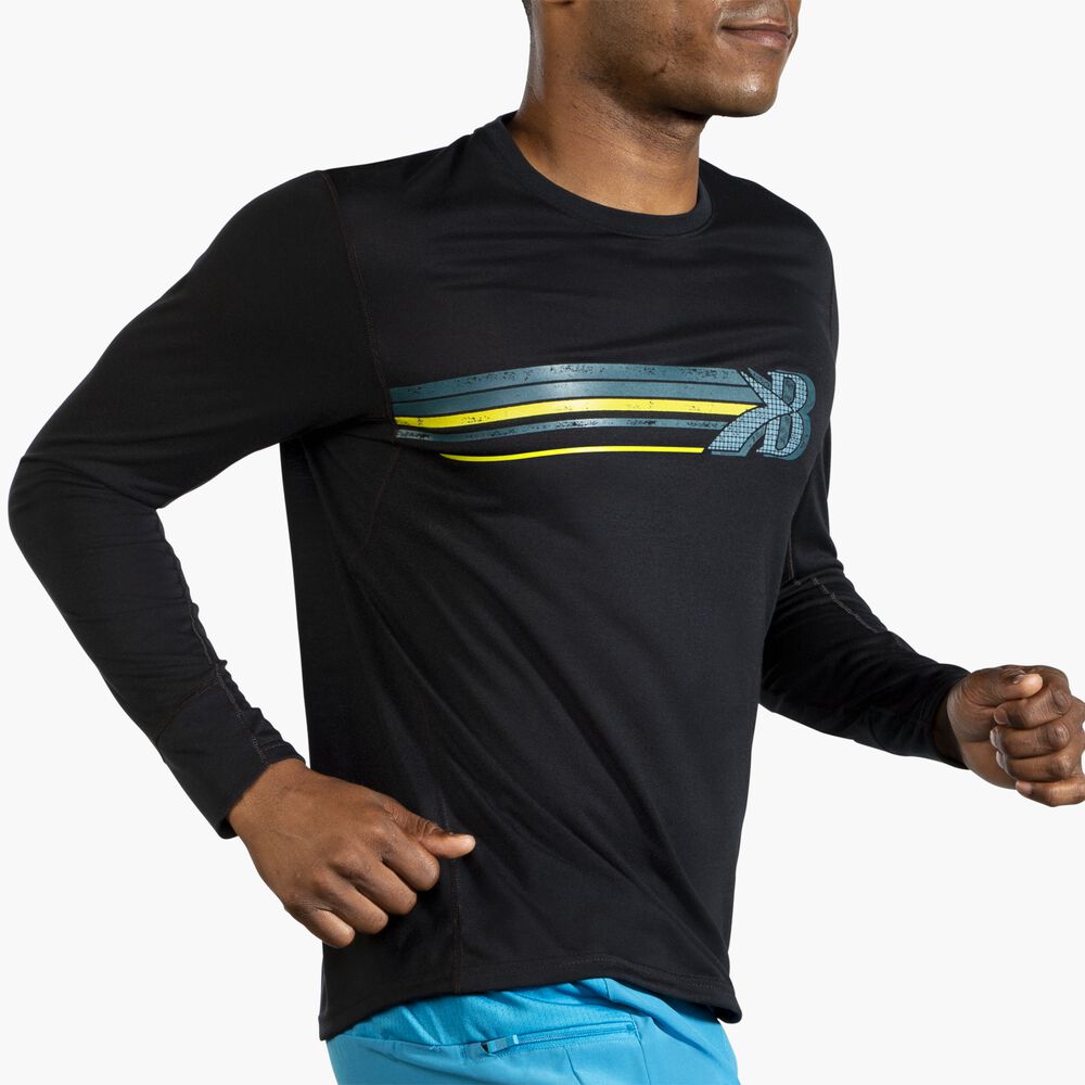 Brooks Distance Graphic Long Sleeve - Weiß/Sasquatch