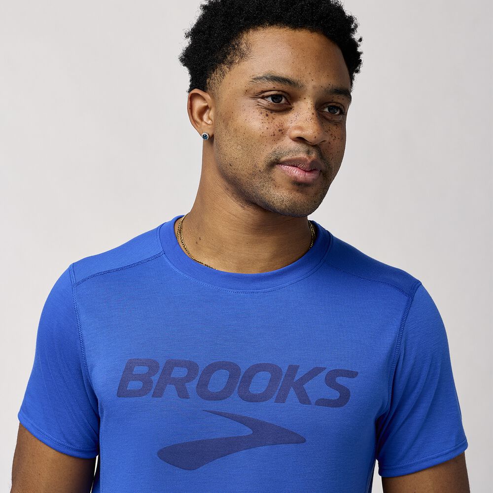 Brooks Distance Short Sleeve 3.0 - Neoblau/Brooks Logo