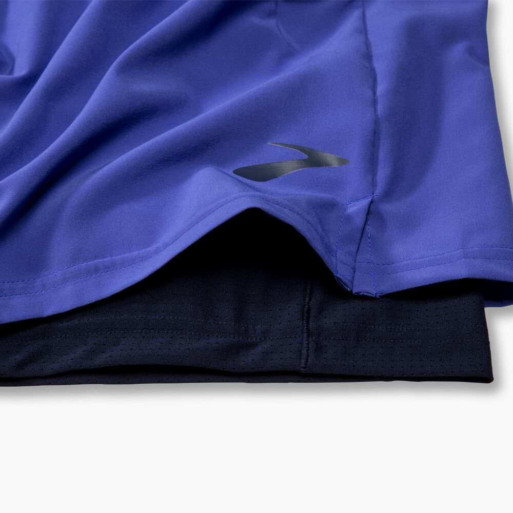 Brooks Sherpa 5" 2-in-1 Short - Amparo Blau/Marineblau/Fluororange