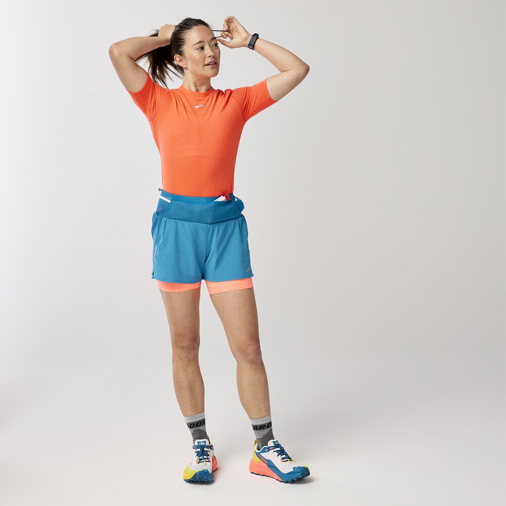 Brooks High Point 3" 2-in-1 Short 2.0 - Himmelsblau/Neo Ember