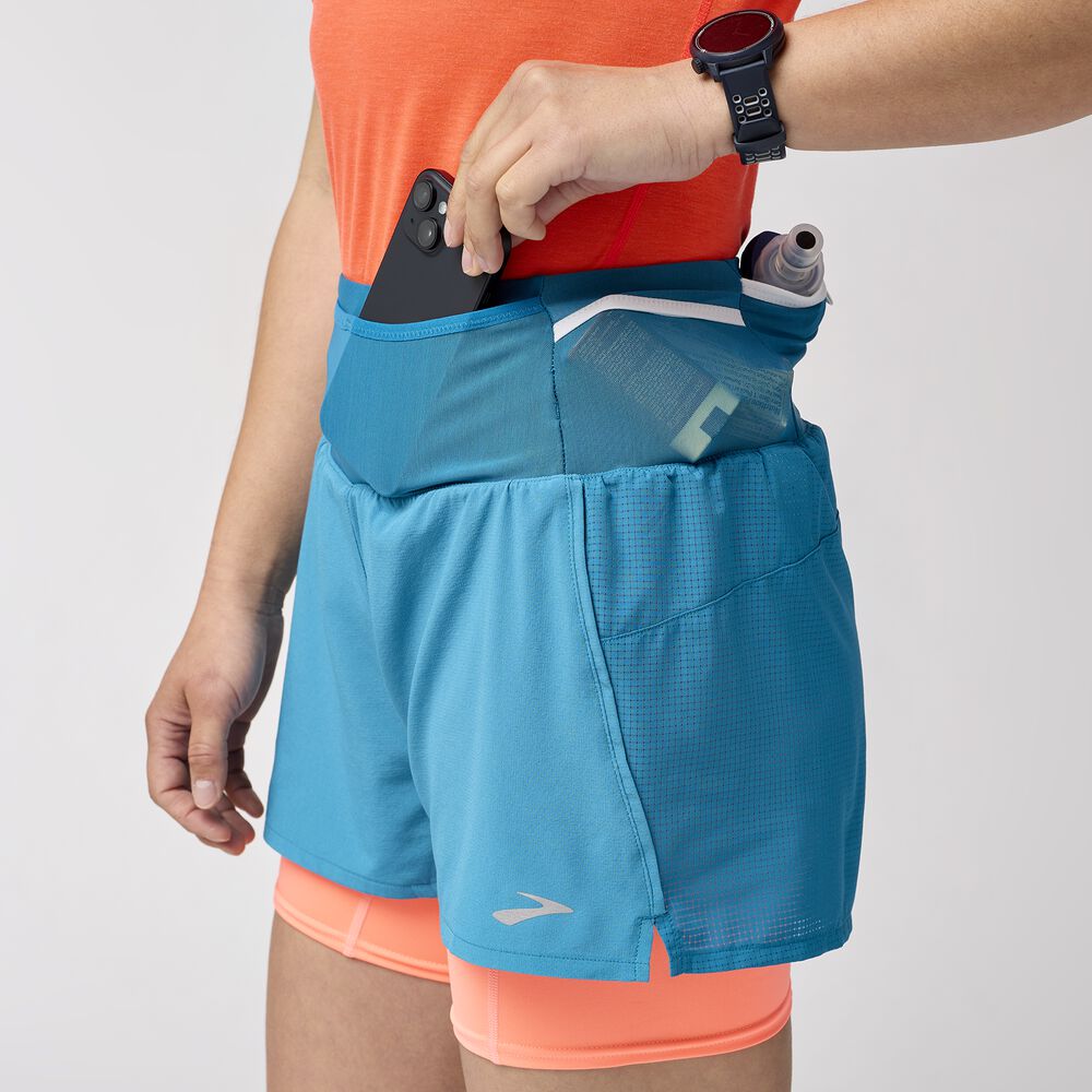 Brooks High Point 3" 2-in-1 Short 2.0 - Himmelsblau/Neo Ember