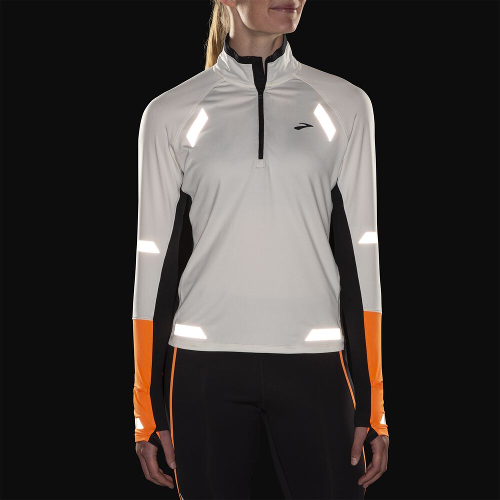 Brooks Run Visible 1/2 Zip 2.0 - Ecru/Fluoro Flash/Schwarz