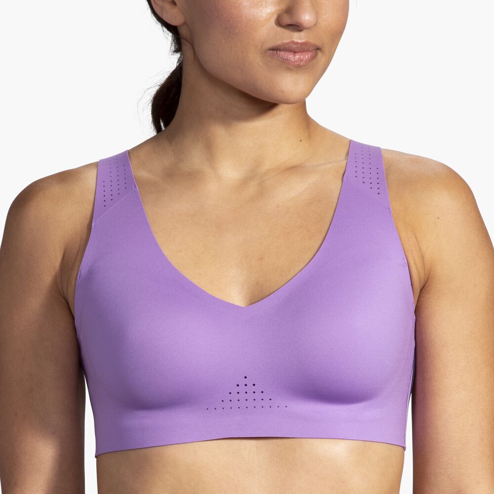 Brooks Dare V Neck Run Bra - Heliotrop/Magenta