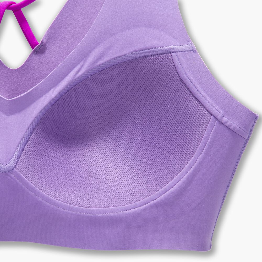 Brooks Dare V Neck Run Bra - Heliotrop/Magenta