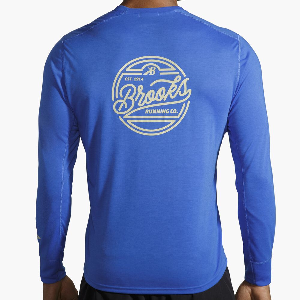 Brooks Distance Graphic Long Sleeve - Heather Bluetiful/Medallion